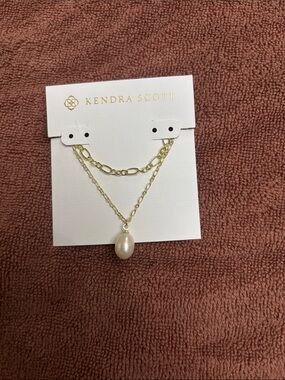Kendra Scott Gold Layered Necklace with Pearl Pendant